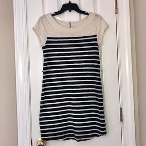 Women’s Cream and Black Striped T-shirt Dress